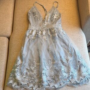 Perfect Affair Mini Dress - Light Blue
